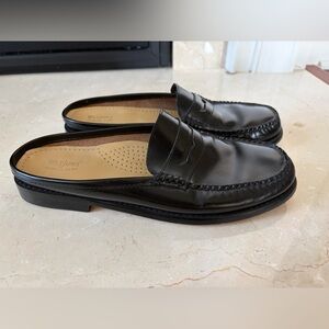 Weejuns Black Leather Slip-On Penny Loafer Mules for Women